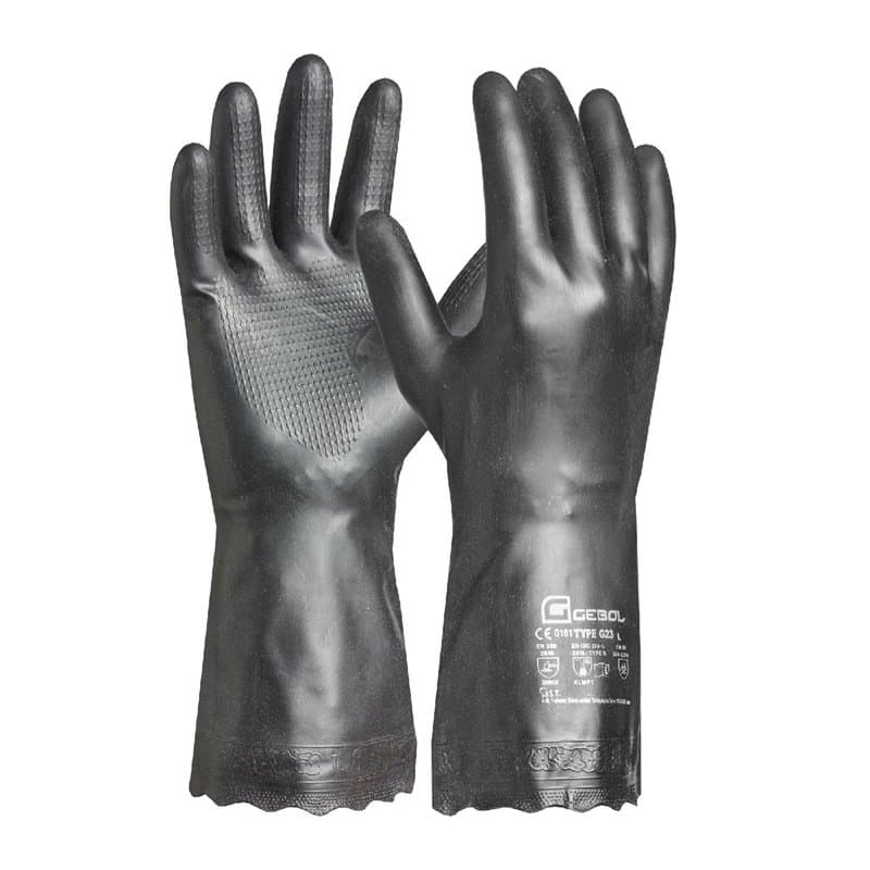 Gebol Carostar | Taille L (taille 9) | Gant de protection chimique avec flocage en coton à l'intérieur | Gant de nettoyage avec