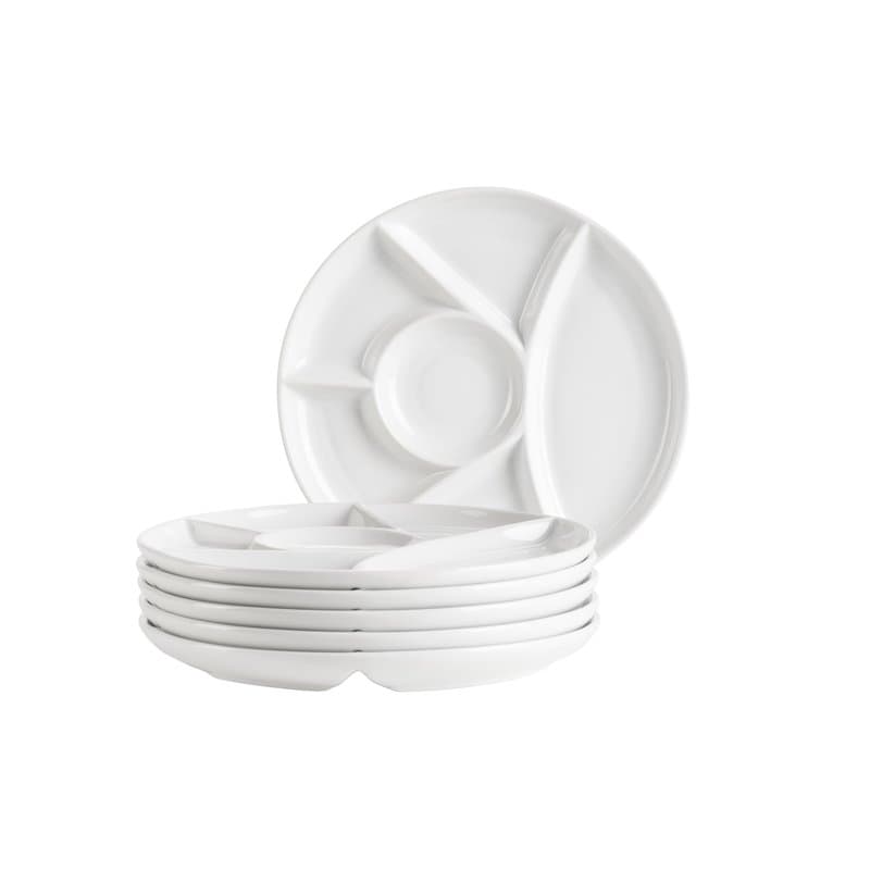 Mäser Lot d'assiettes à fondue pour 6 personnes, assiettes pour fondue, fête, barbecue, avec compartiments pratiques, polyvalent