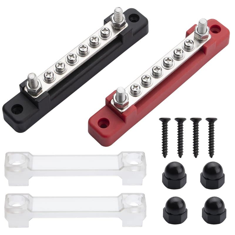 Bornier 12v Distribution ZEALfix Universel 150 A Busbar Bloc de Distribution M6 x 2 M4 x 6 pour Voiture, Camping-car, Yacht, Bat
