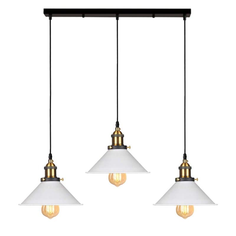 iDEGU 3 Lampes Suspension Luminaire Industrielle Lustre Plafonniers Design Edison Métal Lustre Suspension avec Support en Barre,