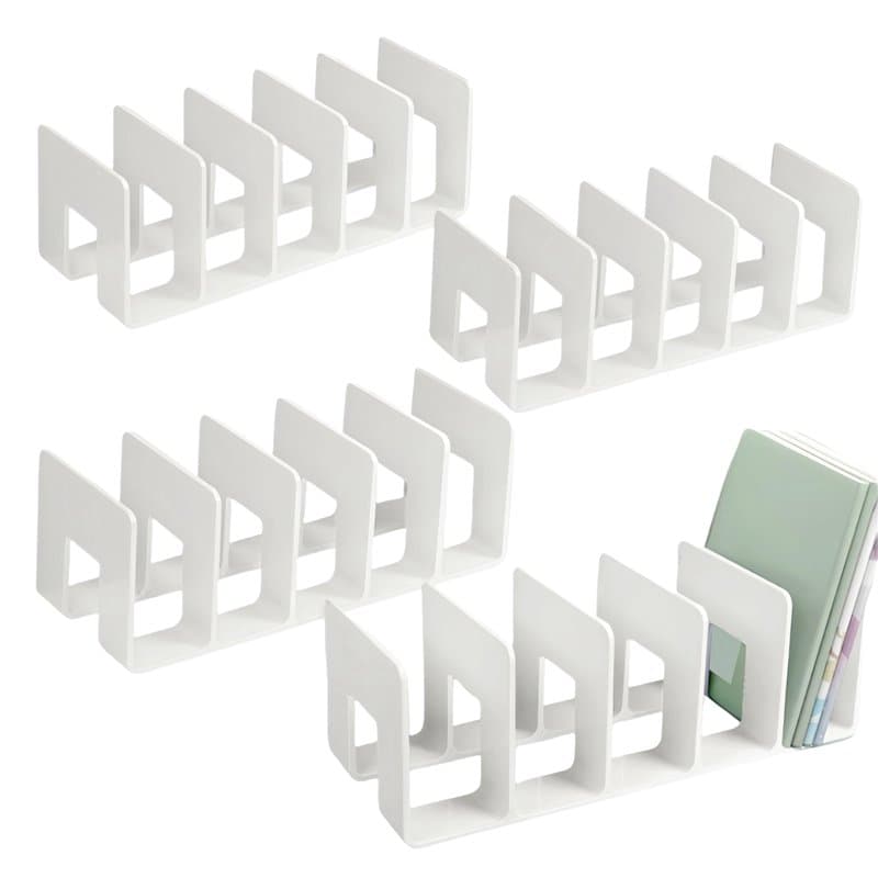 Organiseur de bureau en acrylique, 4 pièces porte-livres blanc, organisateur de livres, organisateur de livres de bureau, organi