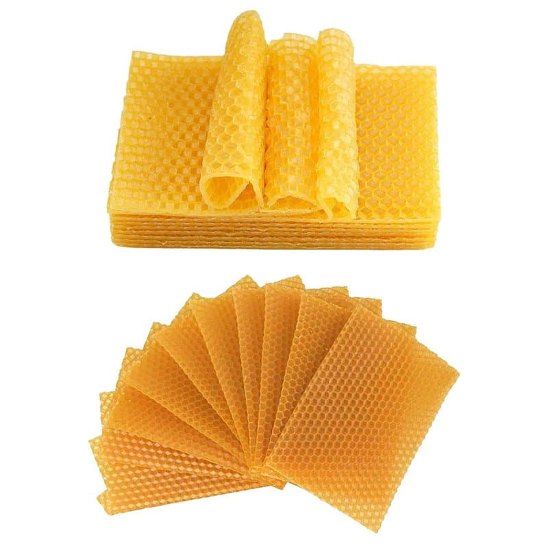 JDCMEI 20 Pièces Bougie en Cire D'abeille, 13 * 9 cm Plaques de Cire D'abeille pour Bougies, Feuilles de Cire D'abeille pour l'a