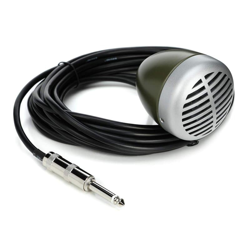 Shure 520Dx "Green Bullet" Microphone Dynamique pour les Joueurs de Blues Harmonica, Motif de Ramassage Omnidirectionnel, Bouton