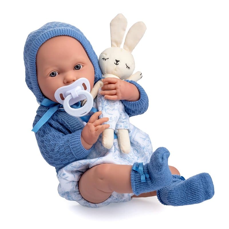 JC TOYS La Newborn Nouveau-né en Vinyle Doux, Collection Royal, vêtements avec Dessin Toile de jouy, tétine et Peluche, garçon,