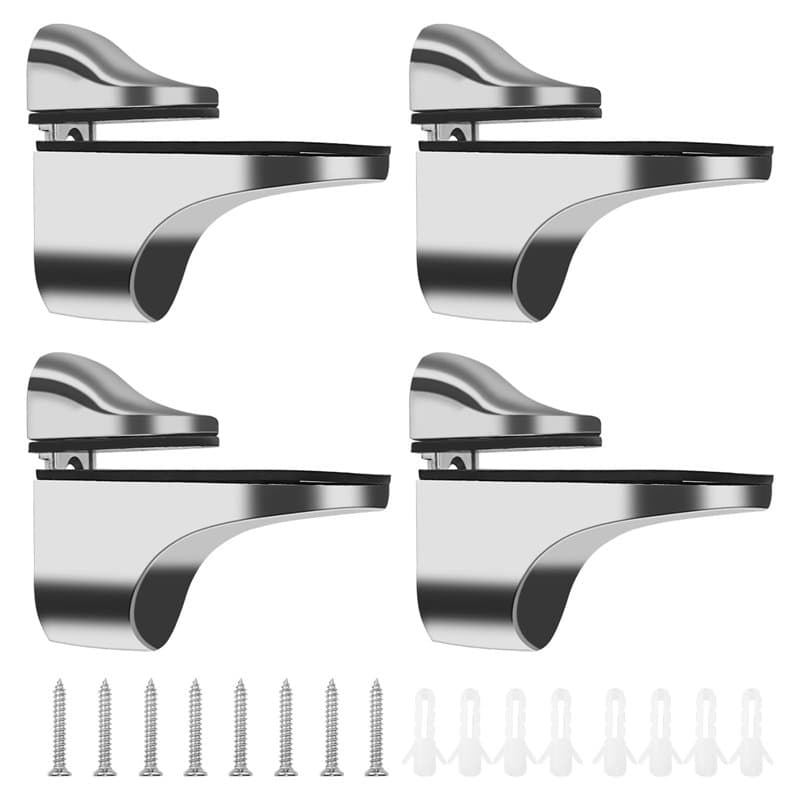 SyiXute 4 Pièces Support de Tablette en Verre,Réglables Alliage de Zinc Poli Salle de Bains Étagère en Verre pour Le Verre Et Le