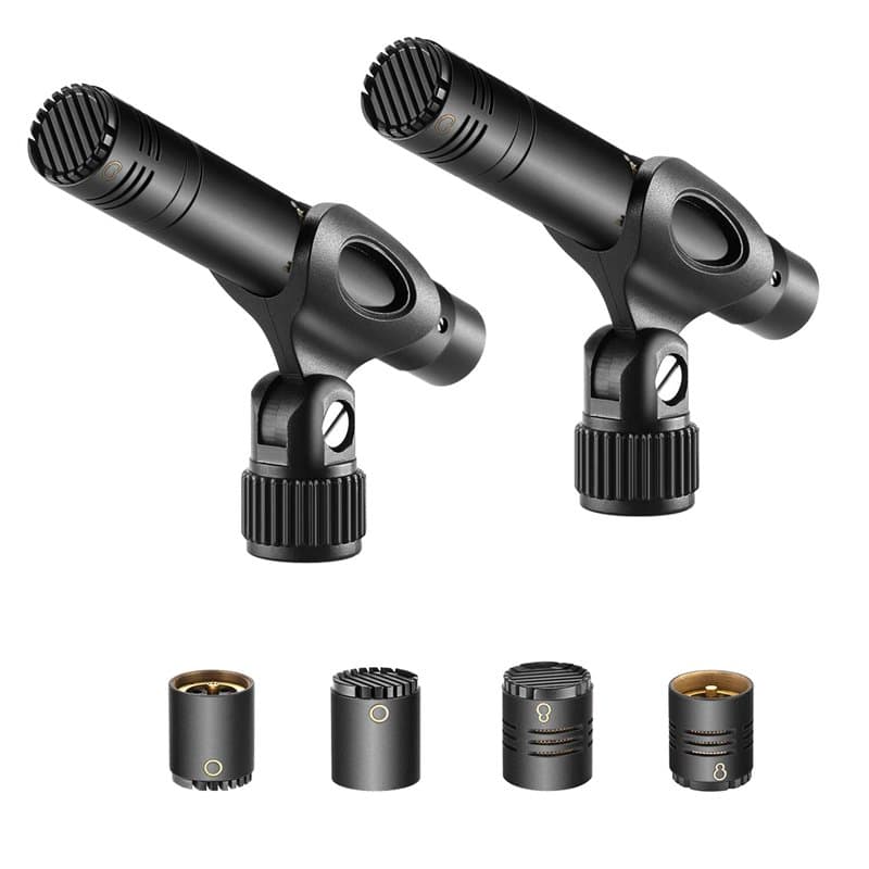 Neewer Lot de 2 micros à condensateur avec Capsules interchangeables Omni cardioïdes et Super cardioïdes en Mousse pour Pare-Bri