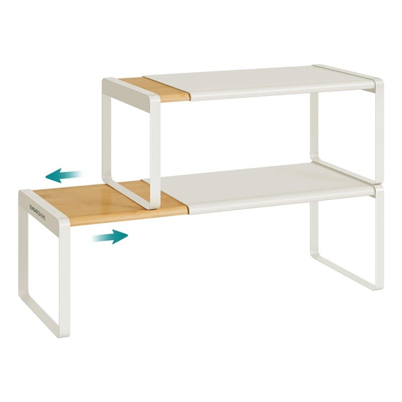 SONGMICS HOME Étagère à Épices, Lot de 2, Extensible, Organisateur de Cuisine, Porte-épices, Petite Étagère, Empilable, Organisa