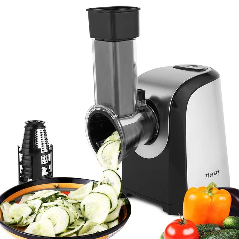 Fresh Express Coupe-légumes électrique, Hachoir multifonctionnel Râpe 150W avec 5 cônes en acier inoxydable, Râpe pour carottes,