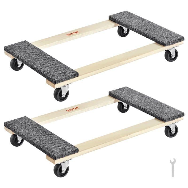 VEVOR Chariot de Déménagement 2PCS Déplace Meubles en Bois Capacité de Charge 454 kg Chacun 762x457,2x130 mm avec 4 Roues Pivota