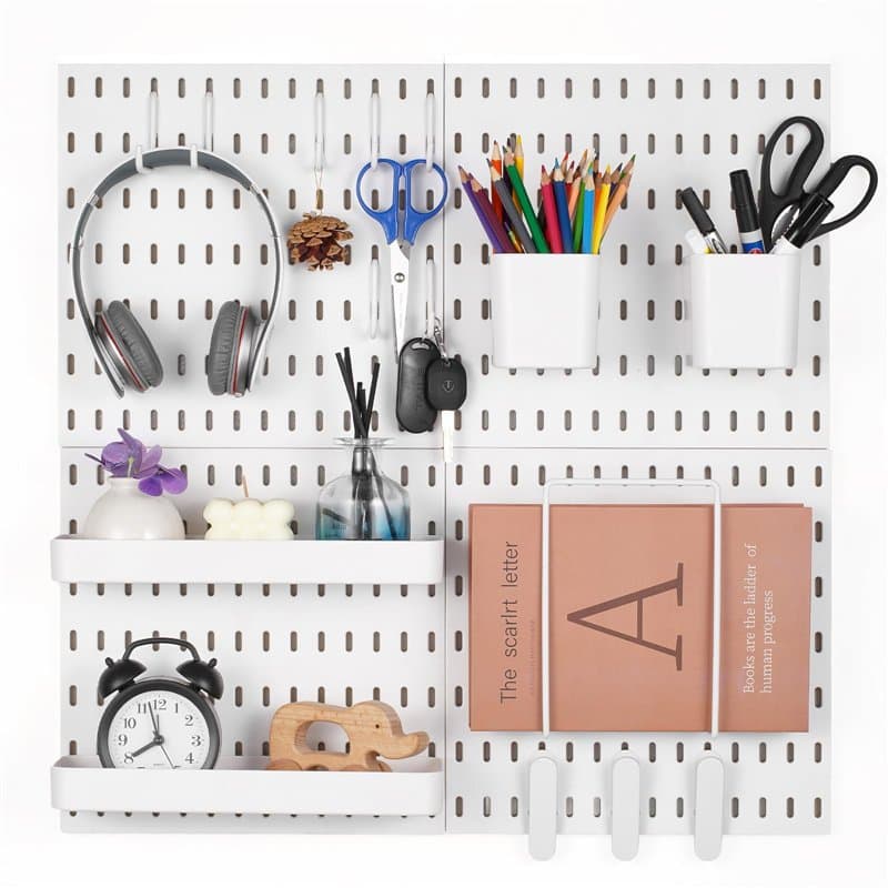 VEVOR Panneau Perforé Mural 280x280 mm Organiseur Garage en Plastique avec 4 Panneaux Perforés, Accessoires, Kit Rangement d'Out