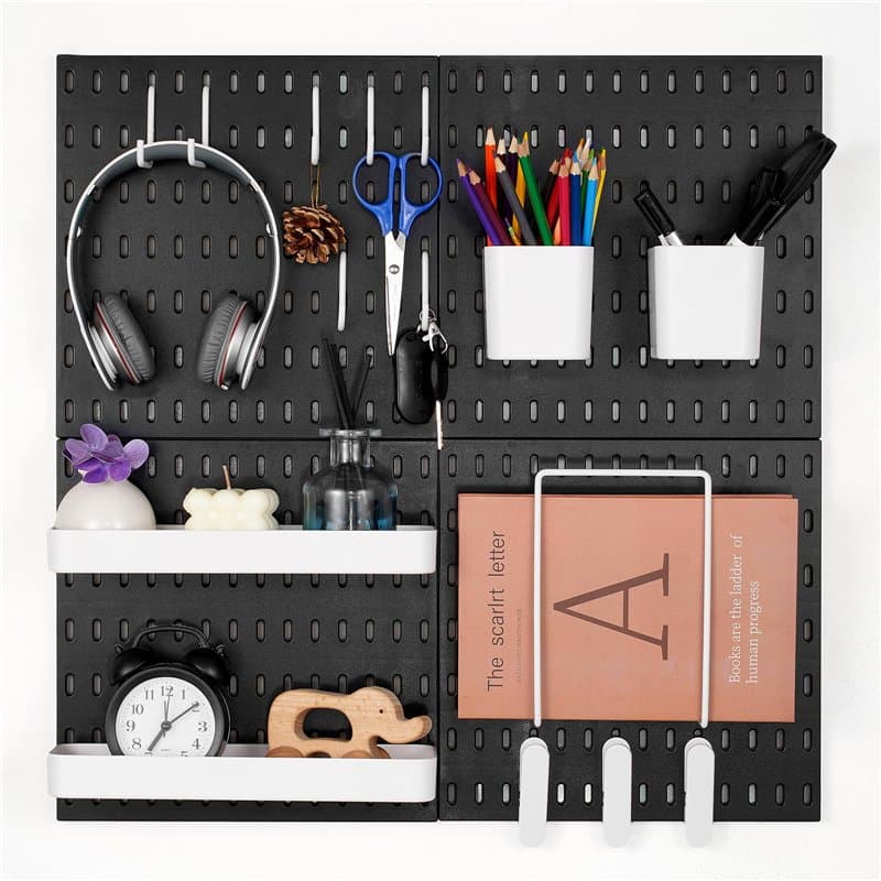 VEVOR Panneau Perforé Mural 280x280 mm Organiseur Garage en Plastique avec 4 Panneaux Perforés, Accessoires, Kit Rangement d'Out
