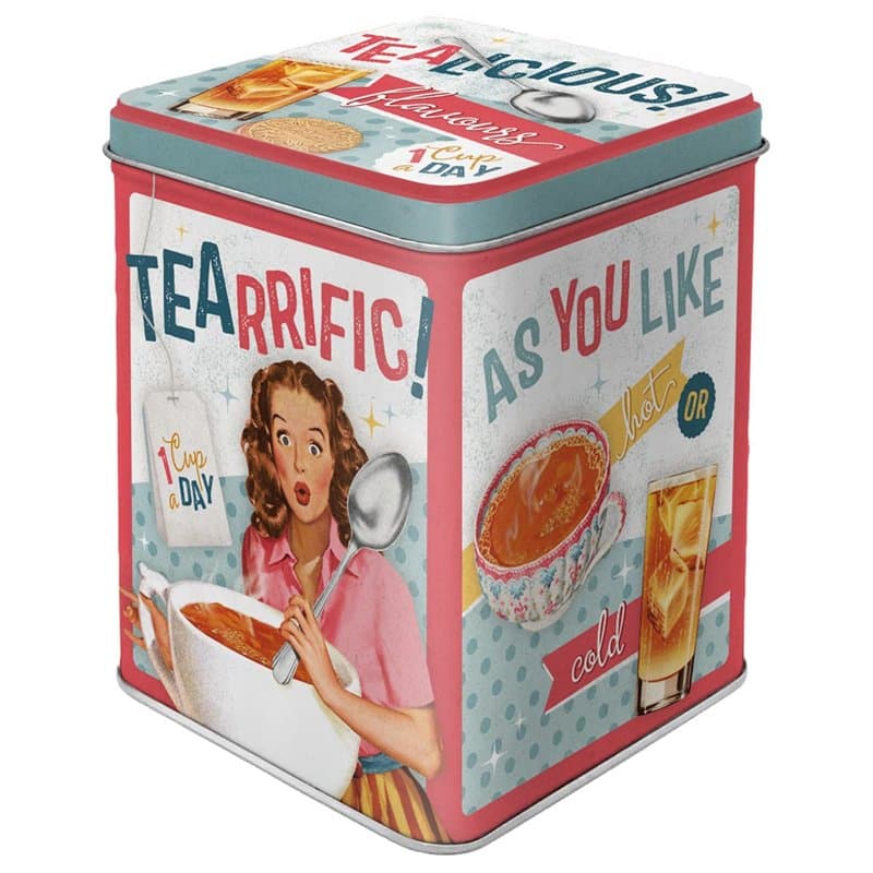 Nostalgic-Art Boîte à thé rétro, Tealicious & Tearrific – Idée de Cadeau pour la Cuisine, pour thé en Vrac et en sachets, Design