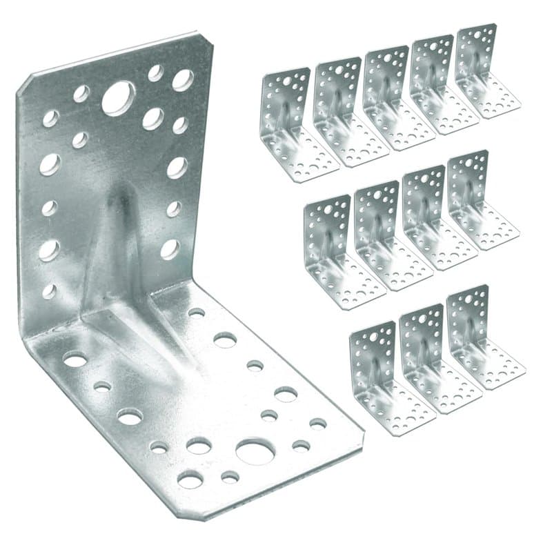OMIDEAS 12 x Equerre d'assemblage renforcée (90 x 90 x 65 x 2.5) Equerre de Fixation Angle Droit Support en forme de L, Équerre