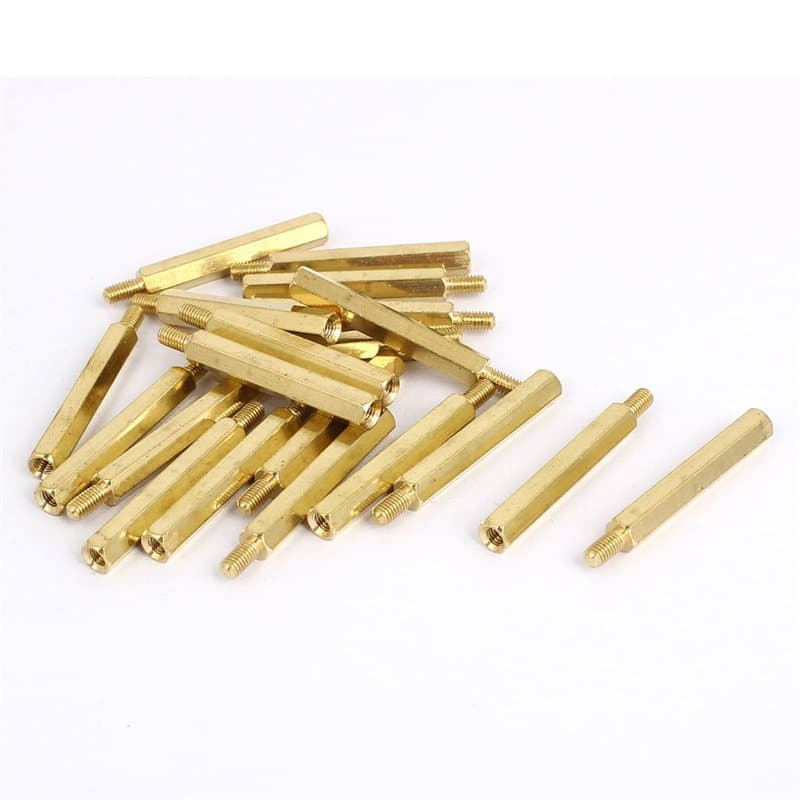 sourcing map Entretoise Hexagonale Mâle/Femelle M3 x 30mm + 6mm Laiton 20Pcs
