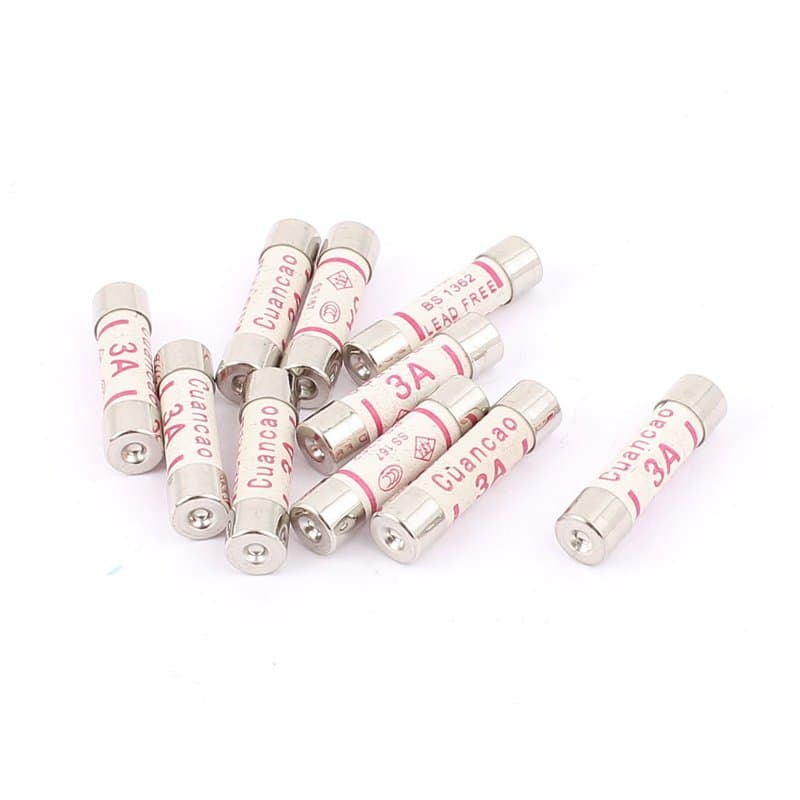 sourcing map 10 Pcs Bas Coupure Pouvoir 6x25mm 3A 250V Cartouche Céramique Fusibles