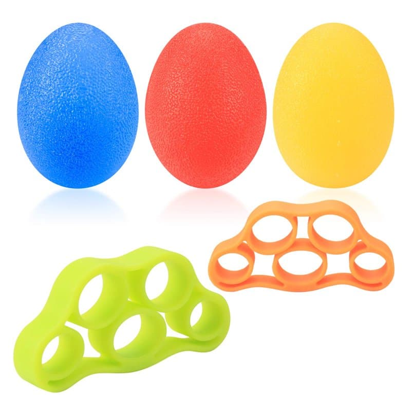 3 Pièces Balle Anti-Stress, 2 Pièces Bandes de Résistance pour Doigts, Balles de Résistance Balles Exercice, Extenseur Main pour