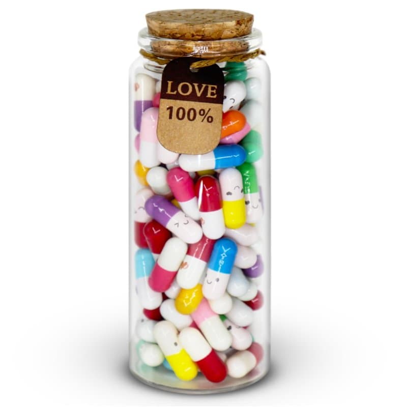 Mczcent 100Pcs Capsule Message, Capsule Lettres Message dans Bouteille, Capsules de Lettres D'amour Happy Pills Capsules Papier