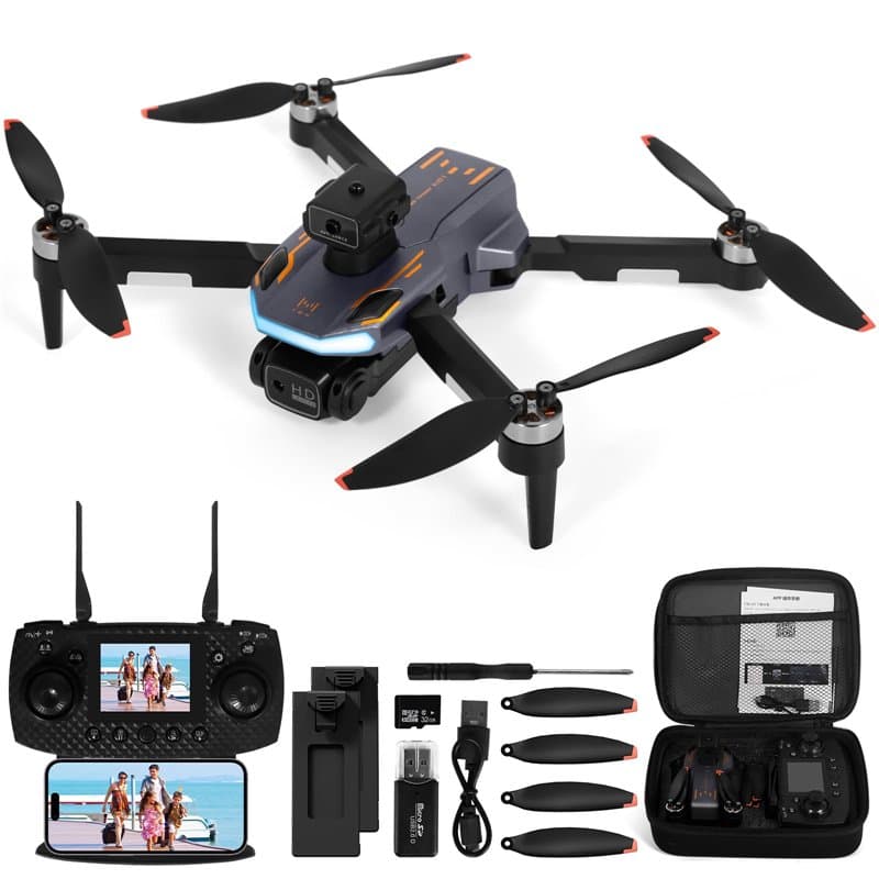 Drone avec camera, Moteur sans balais FPV Drone avec écran 2.4 inch adulte, Auto-Hover, Contrôle gestuel, 32GB SD Card with Card