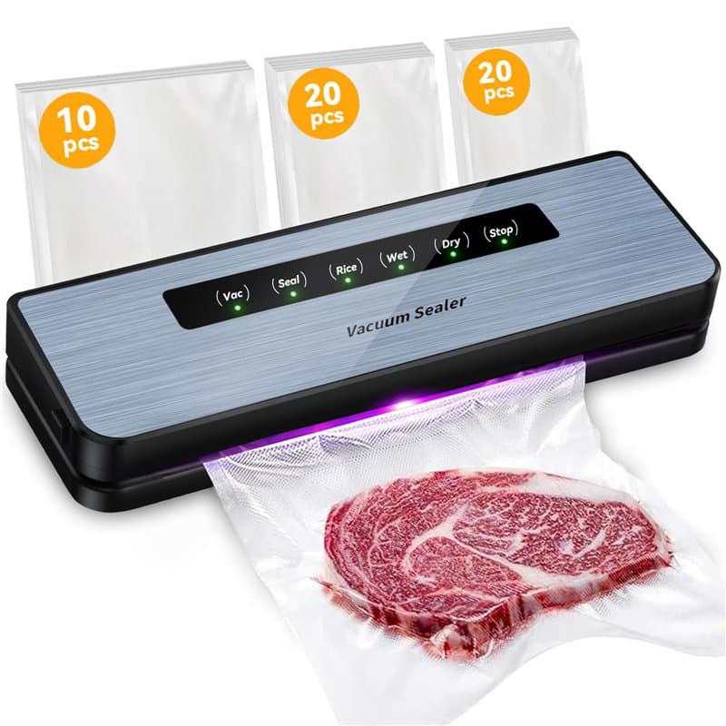 NXPZ Machine Sous Vide Alimentaire, Appareil de Cuisson et Conservation sous Vide avec 50 Sacs Réutilisables - Soudeuse sous Vid