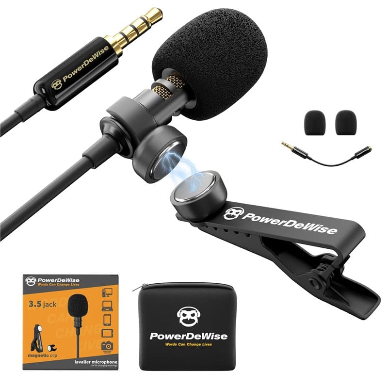 Professionnelle Lavalier Lapel Microphone Omnidirectionnel avec système Easy Clip on, Micro Cravate Parfait pour l’Enregistremen