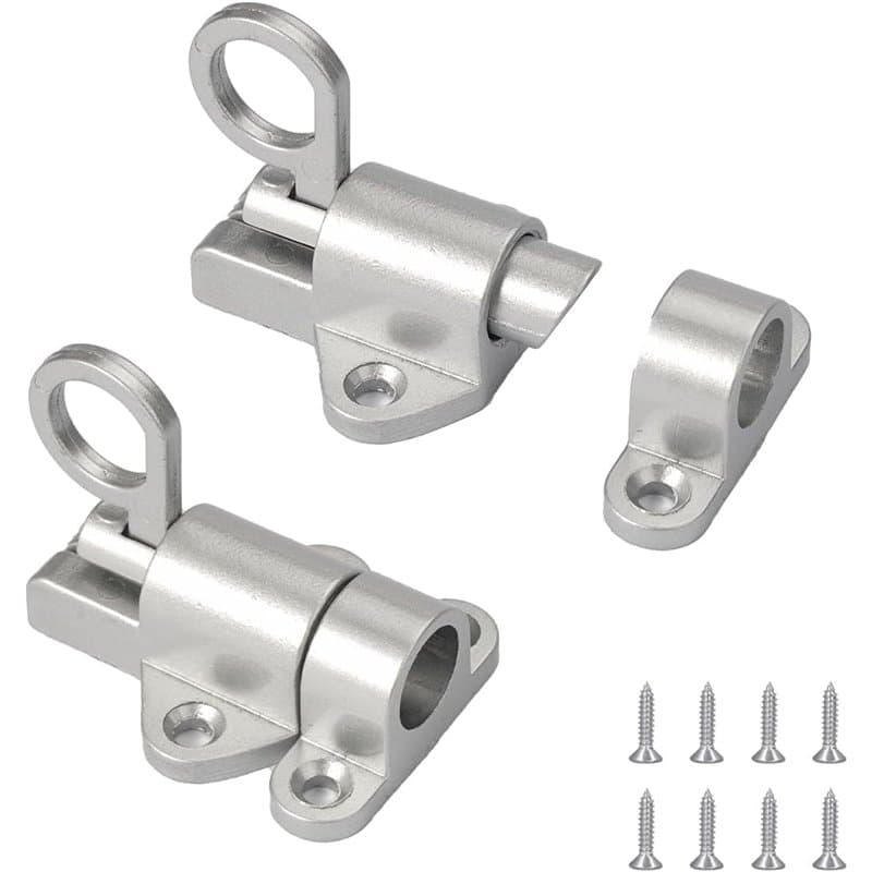 Lot de 2 Verrous de Porte à Ressort Automatique avec vis et Tournevis pour Fenêtres Portes Darmoire Portes de Balcon Portes de J