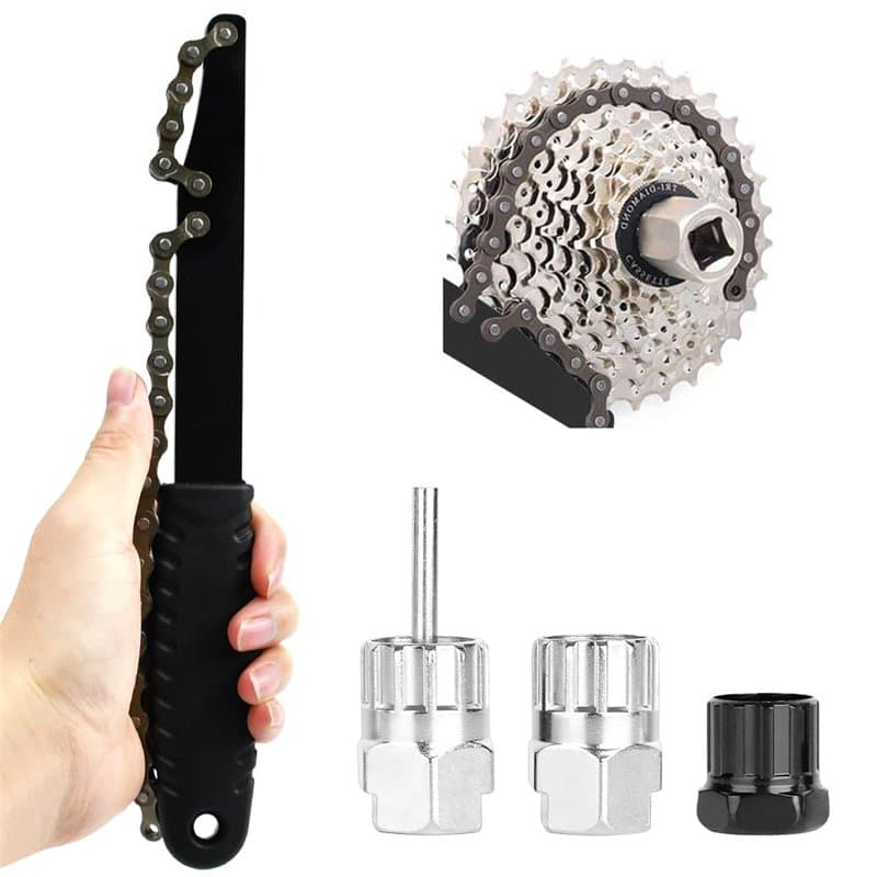 HEKOBAG 4 Pièces Outil de Démontage de Cassette de Vélo, Kit d'outils de Chaîne de Vélo avec 3 Anneaux de Verrouillage de Casset