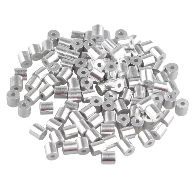 Futheda 100 pcs câble de 1,0 mm câble métallique manches en aluminium Clips à sertir passants Argenté avec un trou