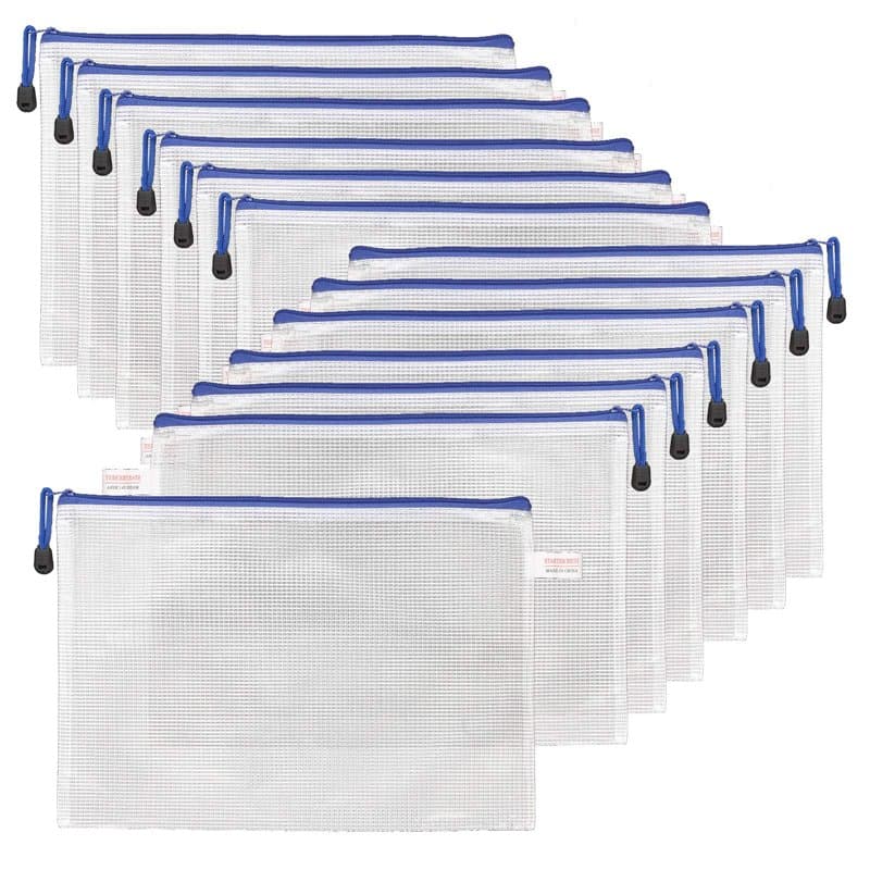 STARVAST 20 Pcs Pochette A4 Zippée, Pochette à Fermeture Éclair, Pochette Document Chemise PVC Mesh de Rangement Fichiers A4 pou