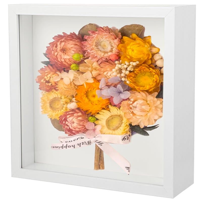 Cadre Profond en Bois à remplir – Cadre 3D, Cadre vitrine, Cadre Photo 20x20 cm, idéal pour Souvenirs, Fleurs, Bouquets de Maria
