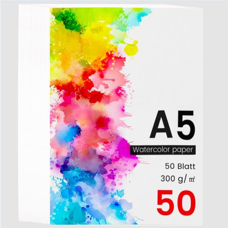 Papier aquarelle A5 – 70 feuilles papier aquarelle 300g/m² sans acide – aquarelle papier idéal pour aquarelle, gouache et acryli