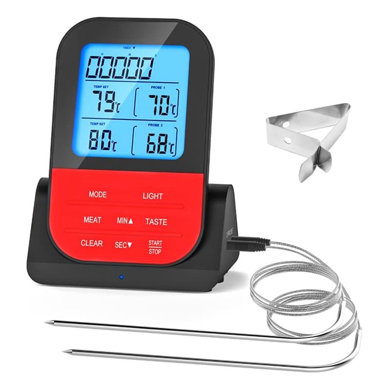 ANCLLO Thermomètre numérique à double sonde programmable sans fil étanche - Thermomètre de cuisine, cuisson au four, barbecue et