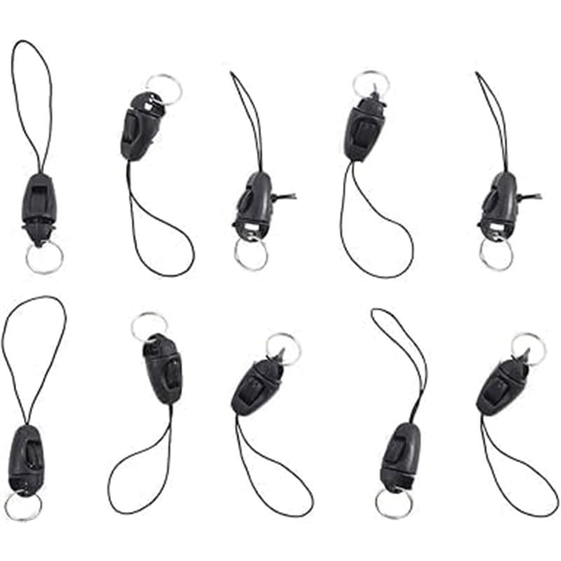 Lot de 10 boucles détachables noires pour téléphone portable, pendentif, petite écharpe, cordon anti-perte, porte-clés, crochets