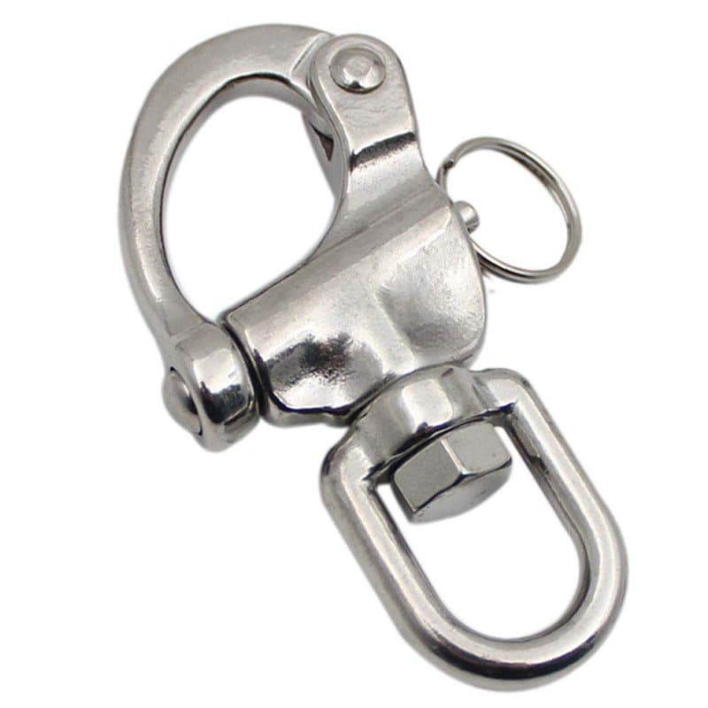 POFET 87mm Mousqueton Pivotant à Emerillon Manille Manille Pivotante en Acier Inoxydable Mousqueton Largage Rapide Mousqueton à