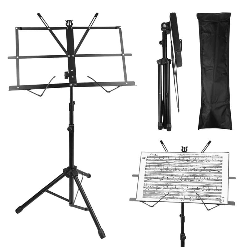 Elsrantor Pupitre Musique Pliable et Léger & Porte-livre 2 en 1, Pupitres de Musique Hauteur Ajustable, Support de Partitions en