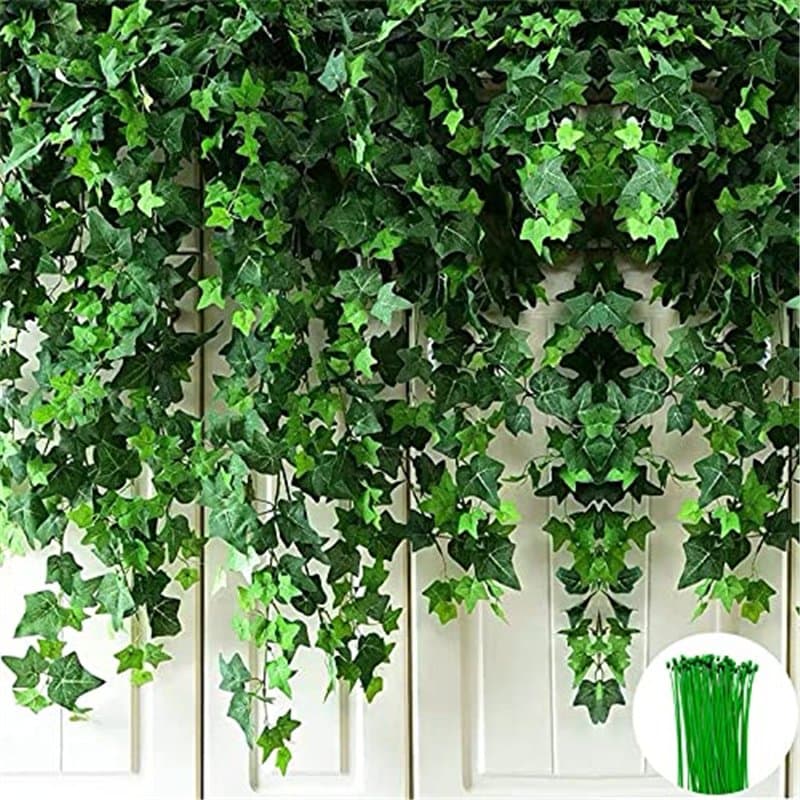 Couronne de lierre artificielle, fausse vigne, fausse plante de protection contre la foudre, plante de vigne suspendue pour déco