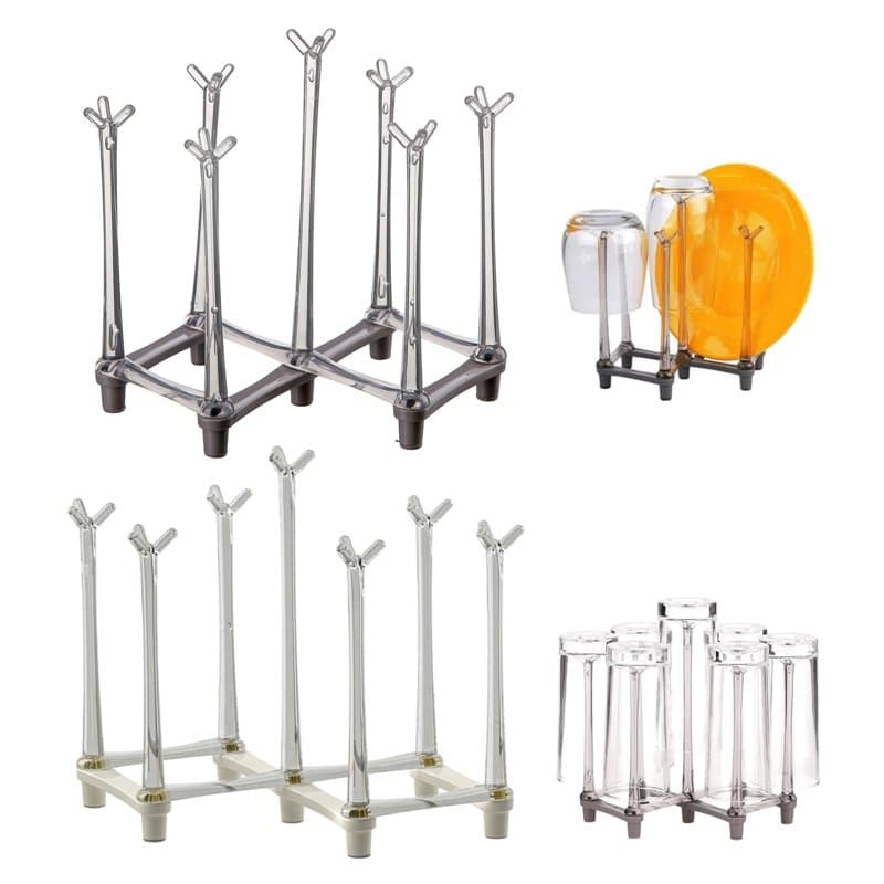 MINZHI Lot de 2 égouttoirs en plastique, égouttoir rétractable, égouttoir à couverts pliable, support de séchage extensible, con