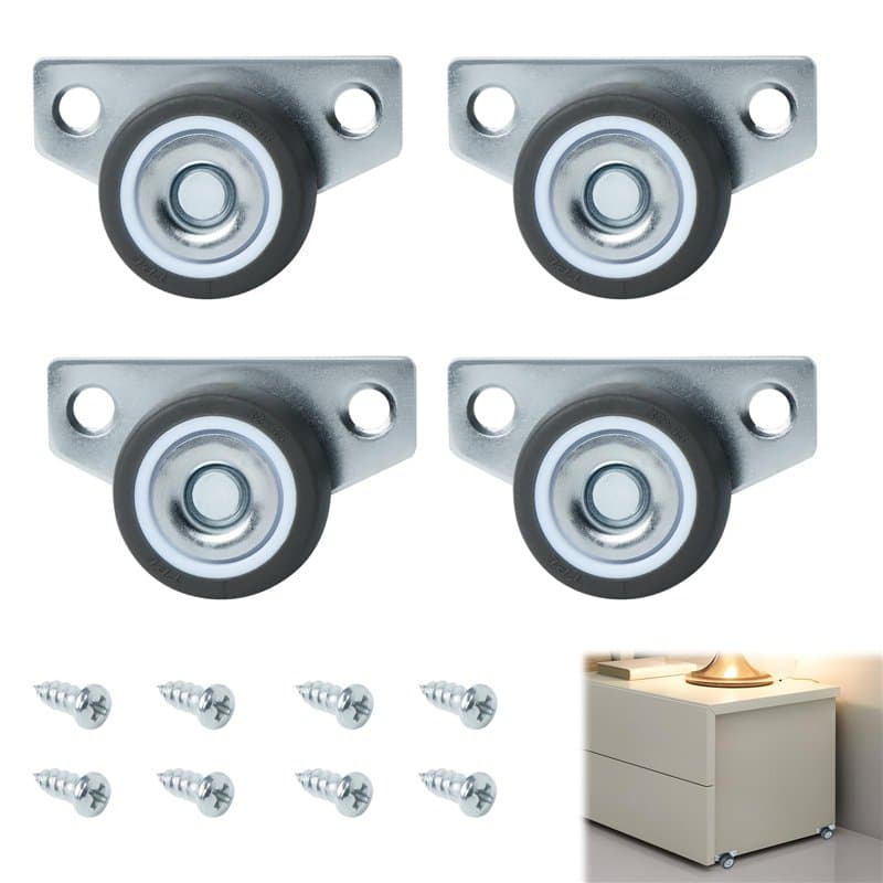 4 Pièces Roulettes pour Meubles, Universelles Roulettes Fixes pour Meubles Amovibles Roulettes Pivotantes avec Vis pour Ustensil