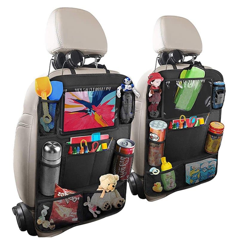Lrocotanc Organisateur de voiture, pack de 2 Organiseurs de siège en tissu Oxford, idéal pour ranger des jouets, des collations