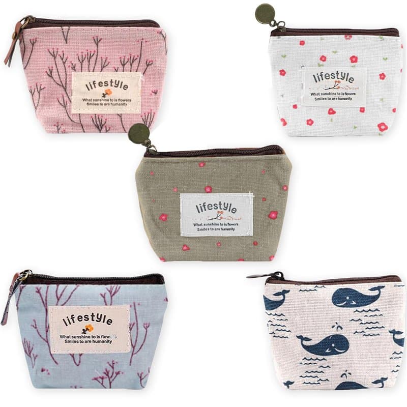 JOOTUEPO Lot de 5 Petits Portefeuilles pour Femmes, Mini Porte-Monnaie pour Femmes, Petit Portefeuille avec Fermeture éclair, Tr