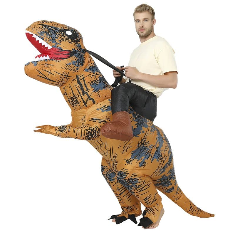 FXICH Costume gonflable Trex pour adulte,Homme&Femme Cavalier Dinosaure Funny Fancy Dress Party Inflatable Costume Brown(Convien