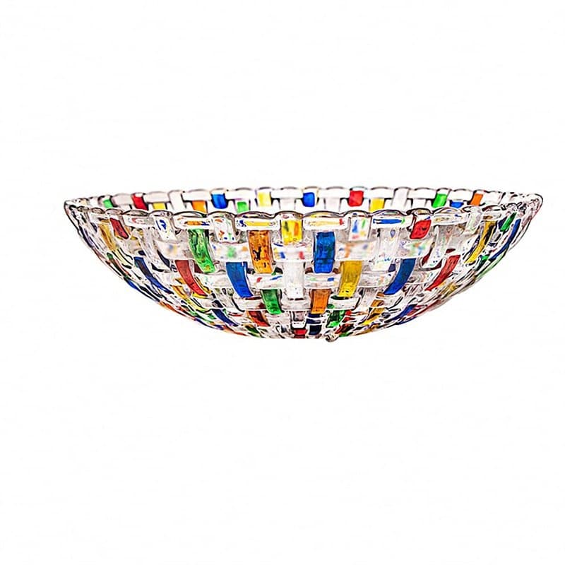 Puremagics Bol à salade et bol à fruits en verre tissé coloré peint à la main, pièce maîtresse pour la maison, le bureau, la déc