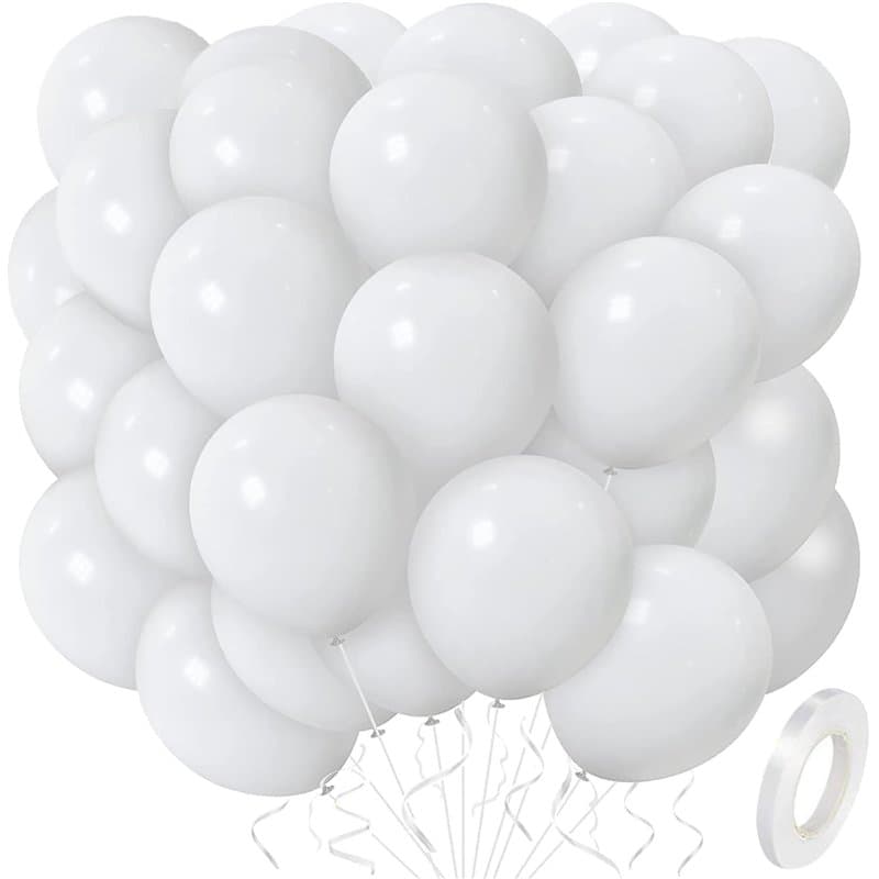 BELSVOR 50 Pièces Ballons, Ballons Anniversaire, 50PCS Ballons Blanc, Ballons Anniversaire pour Décorations Anniversaire/Mariage