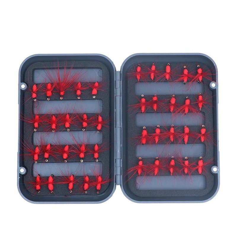 ANCLLO Lot de 40 Mouches Rouges pour Accessoires De Pêche en Plein Air la pêche à la Truite, au Saumon et à la Truite