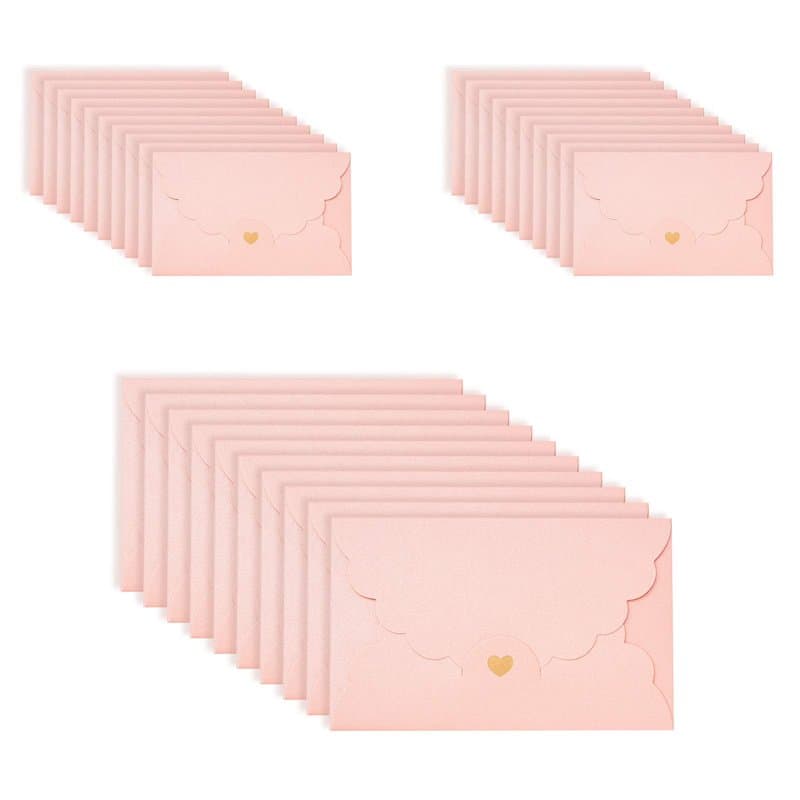 ASFINS Enveloppe Rose, 30 Pièces Enveloppe Kraft Enveloppe Faire Part, Enveloppe avec Coeur, pour Mariage de Cartes, Fournitures