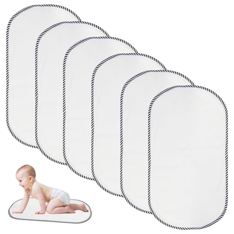 WEGREAT Lot de 6 matelas à langer réutilisables pour couches de bébé : matelas à langer lavables et imperméables, 30 x 60 cm, en