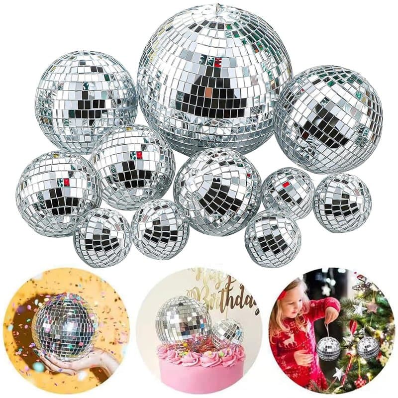 11 Pièces Boules Disco Miroir,Boules à Facettes Argentées Boule Disco,Boule à Facette Miroir Disco Ball Boule Miroir,Décoration