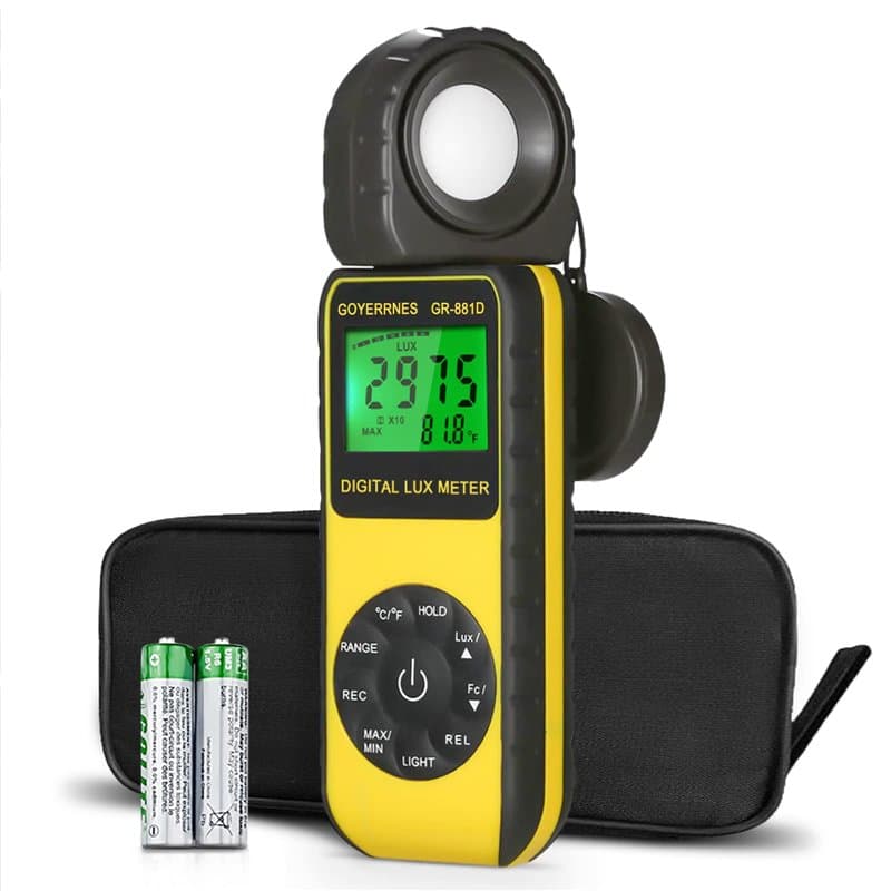Photomètre numérique 0~400,000 Lux Photomètre d'éclairage GR-881D Luxmètre portatif avec Mesure de la luminosité de l'intensité