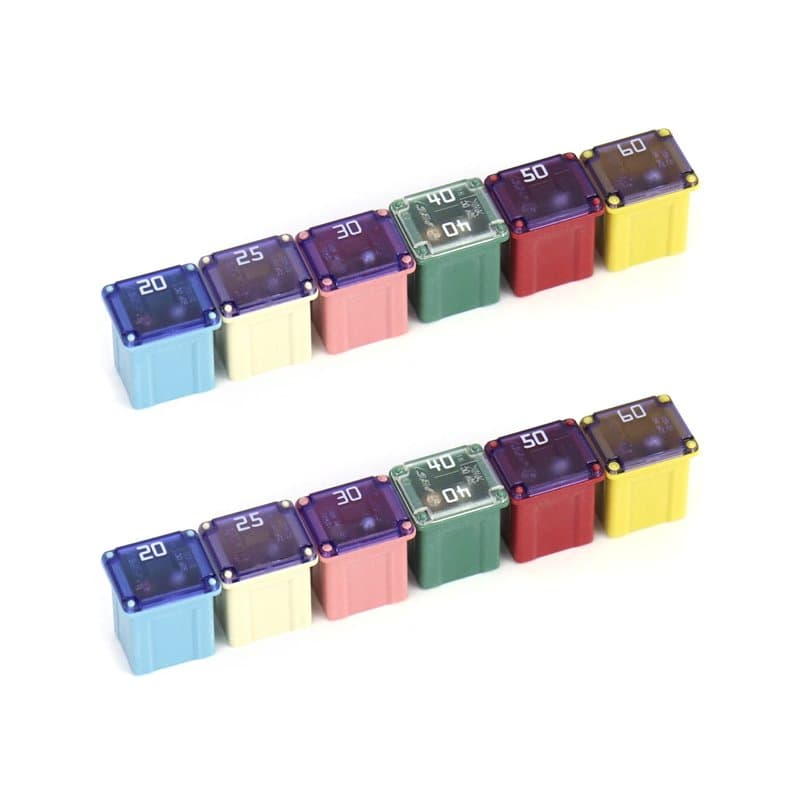 QWORK® 12 Pièces Mini Fusibles Pour Auto, Forme Carrée Low Profile JCASE Fusible Pour Camions, Voitures et SUV, bateaux, 20 A/25