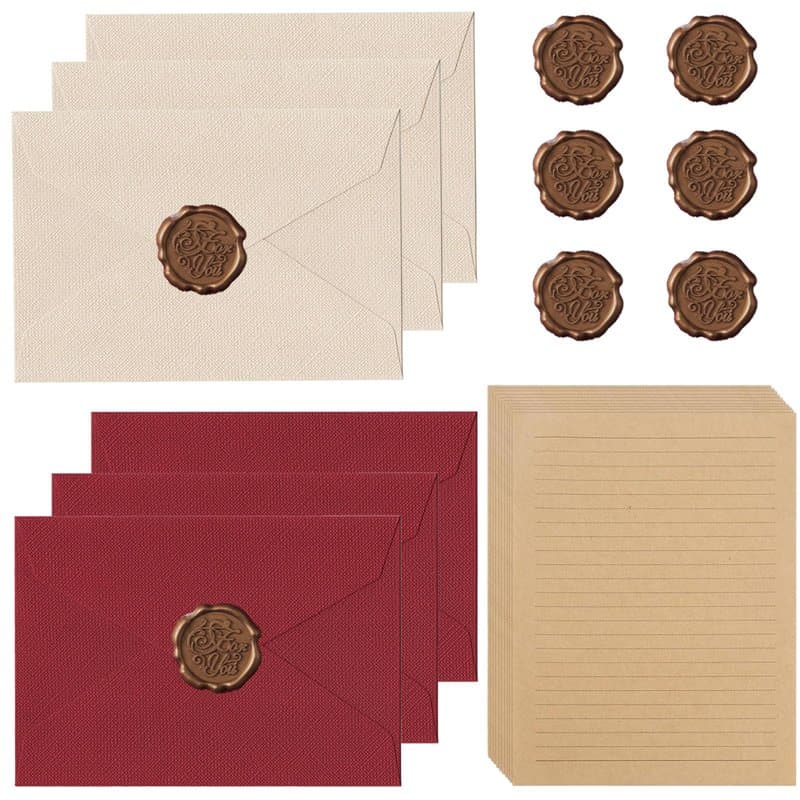 22 PiècesL'ensemble de Papeterie Vintage Papier,Vintage Enveloppe、Papier à Lettre Kraft Vintage,Adecuado para el día de San Vale