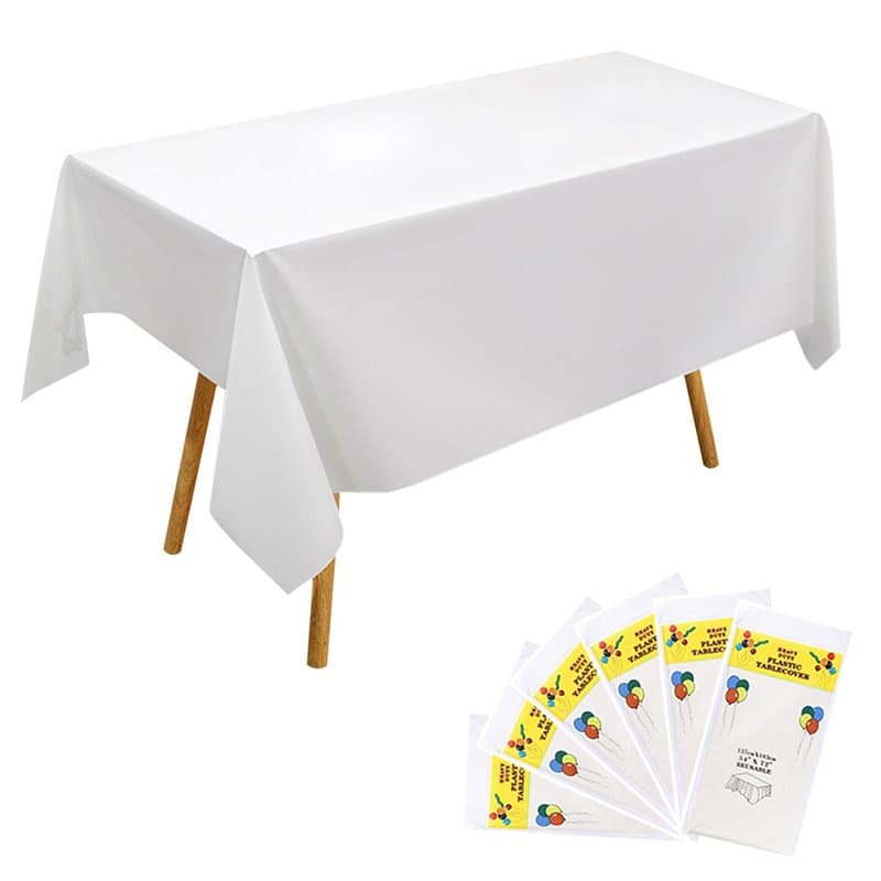 6 Nappes Blanches, Nappes Résistantes À L'Eau Et À L'Huile, Nappes Rectangulaires Unies, Nappes De Fête, Décorations De Table, A